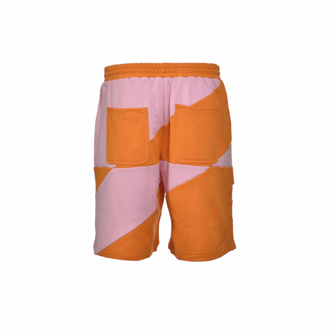 PRIVATE POLICY ORANGE AND PINK PXL CHECKER PIECING SHORTS