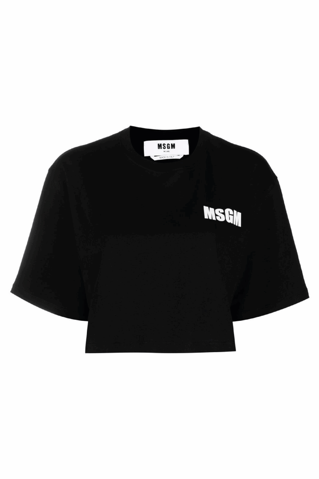 MSGM Logo-print cropped T-shirt