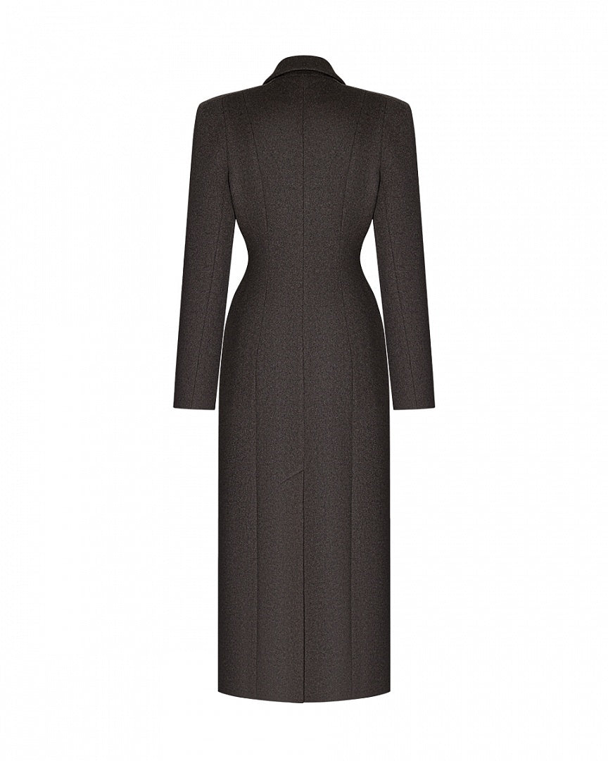 Arapkhanova Square shoulder fitted coat brown