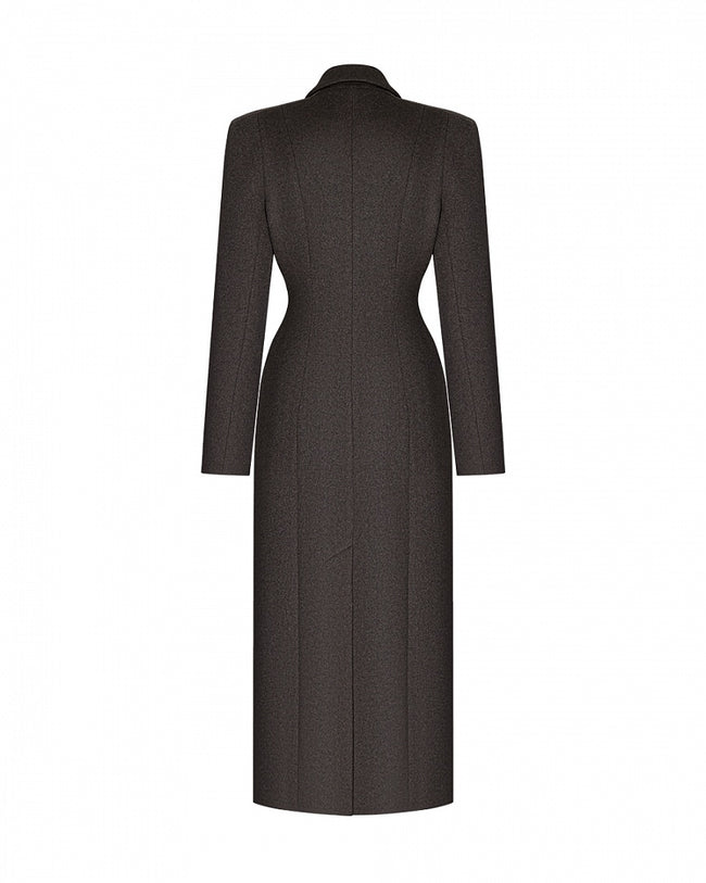 Arapkhanova Square shoulder fitted coat brown