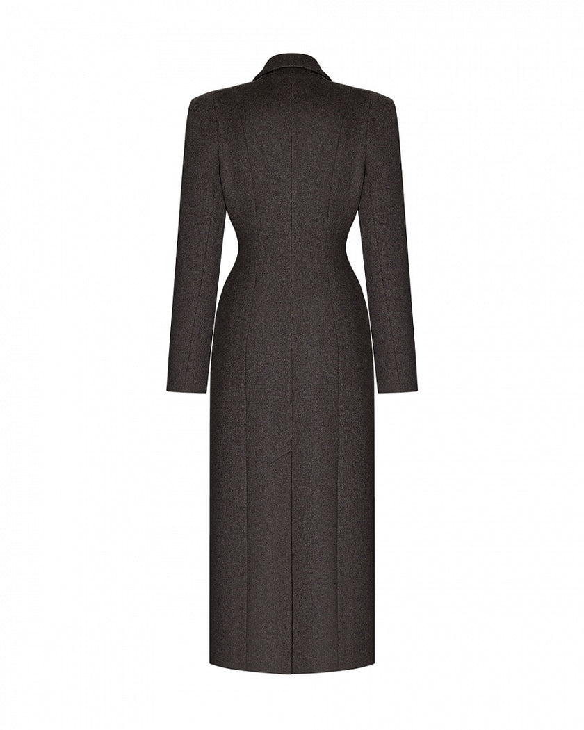 Arapkhanova Square shoulder fitted coat brown