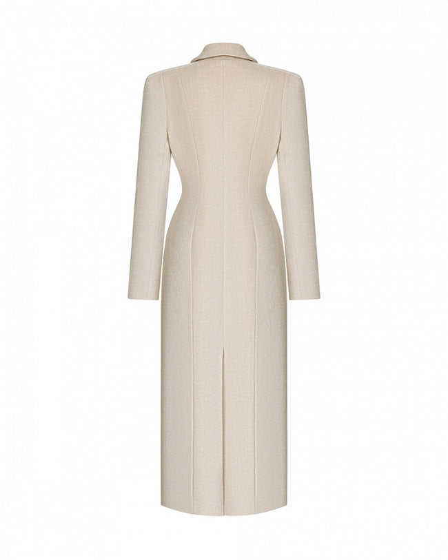Arapkhanova Square shoulder fitted coat beige