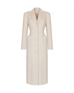 Arapkhanova Square shoulder fitted coat beige