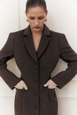 Arapkhanova Square shoulder fitted coat brown