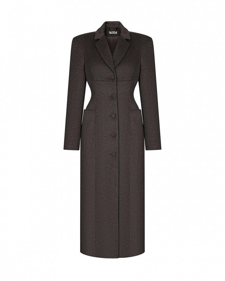 Arapkhanova Square shoulder fitted coat brown