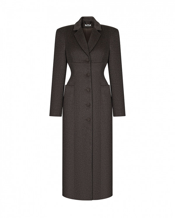 Arapkhanova Square shoulder fitted coat brown