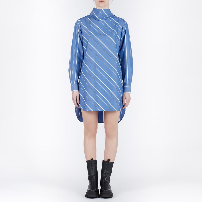 Back Open Stripe Shirts Dress