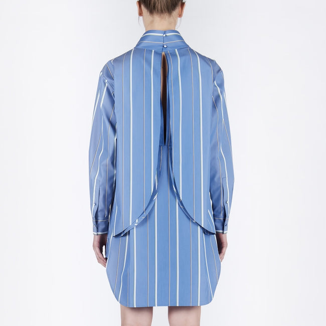 Back Open Stripe Shirts Dress