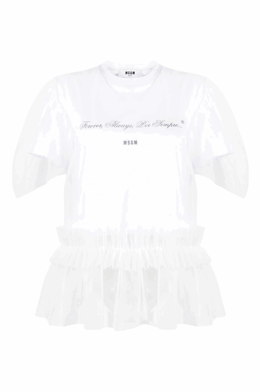 MSGM WOMAN'S OPTICAL WHITE T-SHIRT