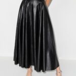 Anouki Vegan Leather Flare Skirt