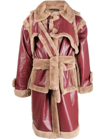 FAUX SHEARLING WRAP VEST DUFFLE COAT