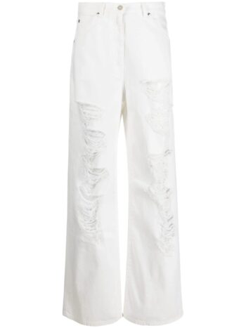 MSGM MID-RISE BOOTCUT WHITE JEANS