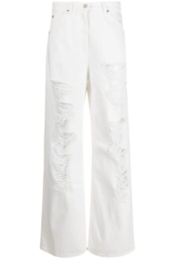 MSGM MID-RISE BOOTCUT WHITE JEANS