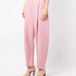 ANOUKI PINK LINEN HIGH WAISTED WIDE LEG PANTS