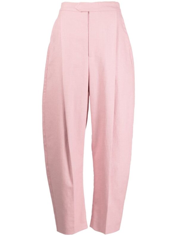 ANOUKI PINK LINEN HIGH WAISTED WIDE LEG PANTS