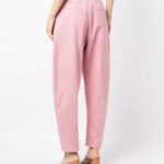 ANOUKI PINK LINEN HIGH WAISTED WIDE LEG PANTS