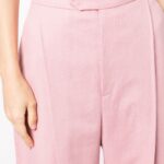 ANOUKI PINK LINEN HIGH WAISTED WIDE LEG PANTS