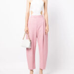 ANOUKI PINK LINEN HIGH WAISTED WIDE LEG PANTS
