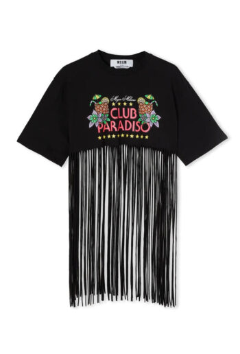 MSGM Graphic-print frayed T-Shirt