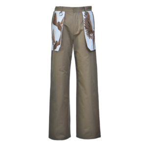 PRIVATE POLICY DOVE EMBROIDERY KHAKI PANTS