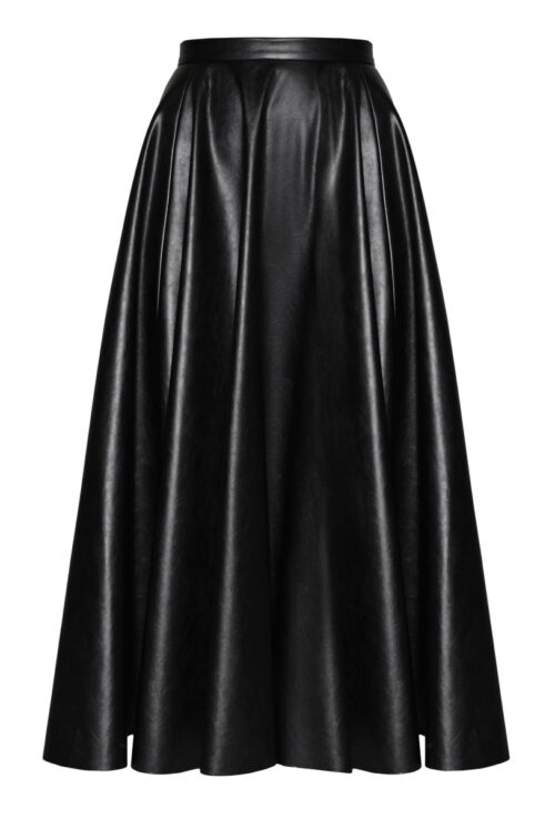 Anouki Vegan Leather Flare Skirt