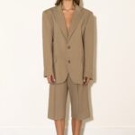 SINGLE BREASTED BEIGE WOOL OVERSIZED MAN STYLE BLAZER