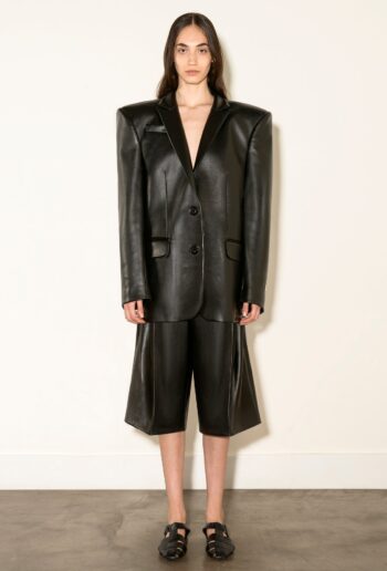 OVERSIZED BLACK VEHAN LEATHER BLAZER