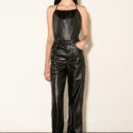 DENIM STYLE BLACK VEGAN LEATHER PANTS WITH WITH STICHES