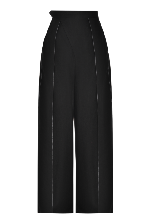 ANOUKI BLACK LINEN HIGH WAISTED PANTS