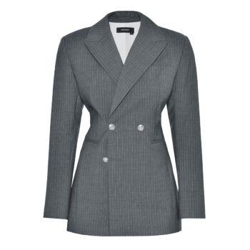 ANOUKI STRIPED GREY WOOL DOUBLE BREASTED BLAZER