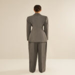 ANOUKI STRIPED GREY WOOL DOUBLE BREASTED BLAZER
