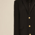 ANOUKI BLACK PRESSED WOOL MAN STYLE COAT