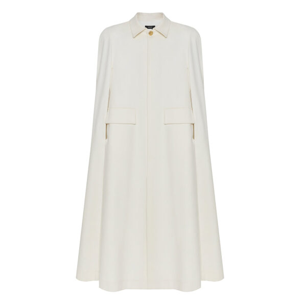 ANOUKI OFF WHITE COTTON CAPE STYLE COAT