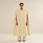 ANOUKI OFF WHITE COTTON CAPE STYLE COAT