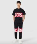 GCDS BAND LOGO REGULAR BLACK SWEATPANTS,LOGO REGULAR BLACK SWEATPANTS,REGULAR BLACK SWEATPANTS