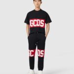 GCDS BAND LOGO REGULAR BLACK SWEATPANTS