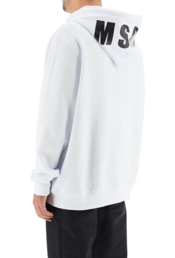 MSGM MAN'S OPTICAL WHITE COTTON SWEATSHIRT