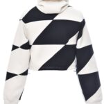 PRIVATE POLICY BLACK AND WHITE PXL CHECKER PIECING CROP JACKET