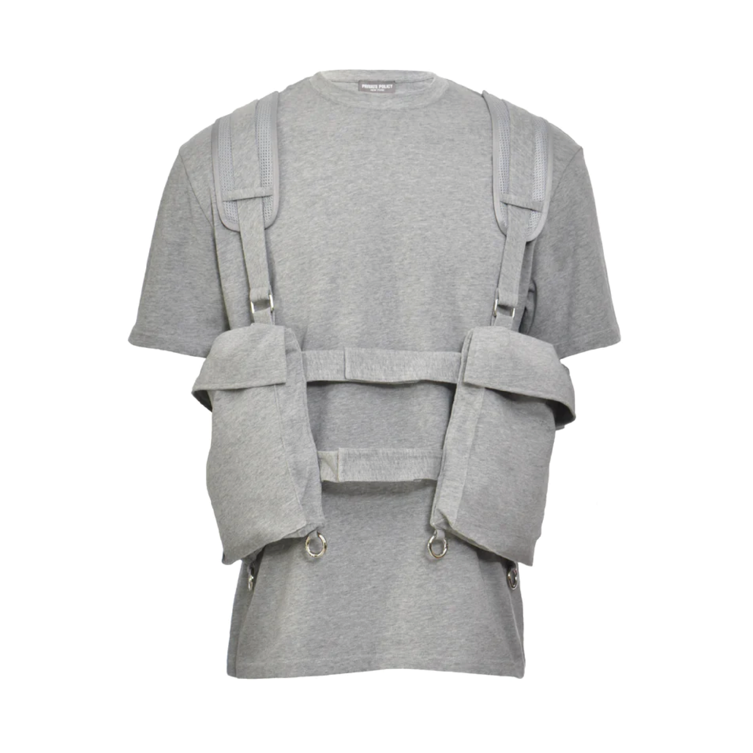 GREY MESH POCKETS HARNESS T-SHIRT