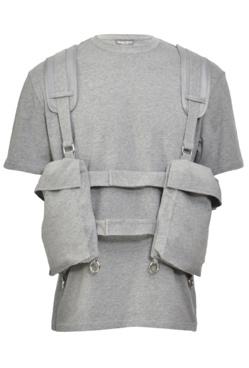 GREY MESH POCKETS HARNESS T-SHIRT