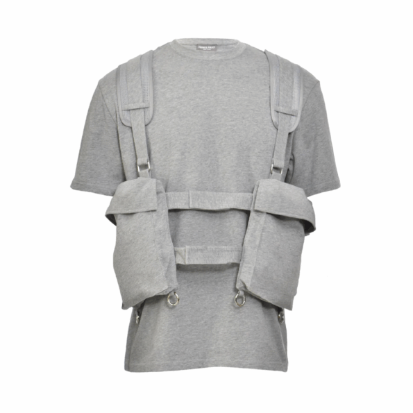 GREY MESH POCKETS HARNESS T-SHIRT