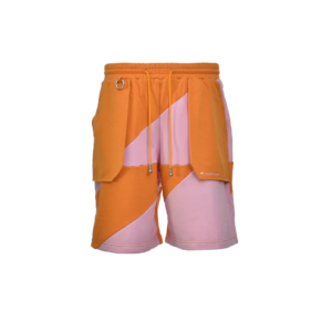PRIVATE POLICY ORANGE AND PINK PXL CHECKER PIECING SHORTS