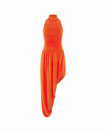 SIRAPOP ORANGE VELVET MIDI BUBBLE DRESS