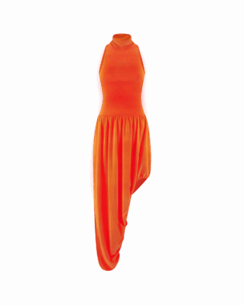 SIRAPOP ORANGE VELVET MIDI BUBBLE DRESS