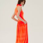 SIRAPOP ORANGE VELVET MIDI BUBBLE DRESS