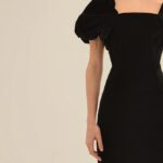 ANOUKI BLACK VELVET DRESS WHITH PUFF SLEAVES