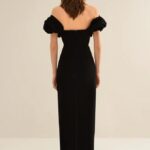 ANOUKI BLACK VELVET DRESS WHITH PUFF SLEAVES