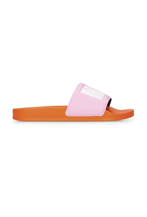 WOMAN'S ORANGE AND PINK SLIDE