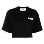 MSGM Logo-print cropped T-shirt