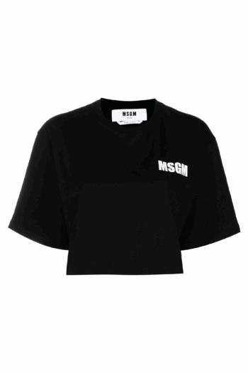 MSGM Logo-print cropped T-shirt